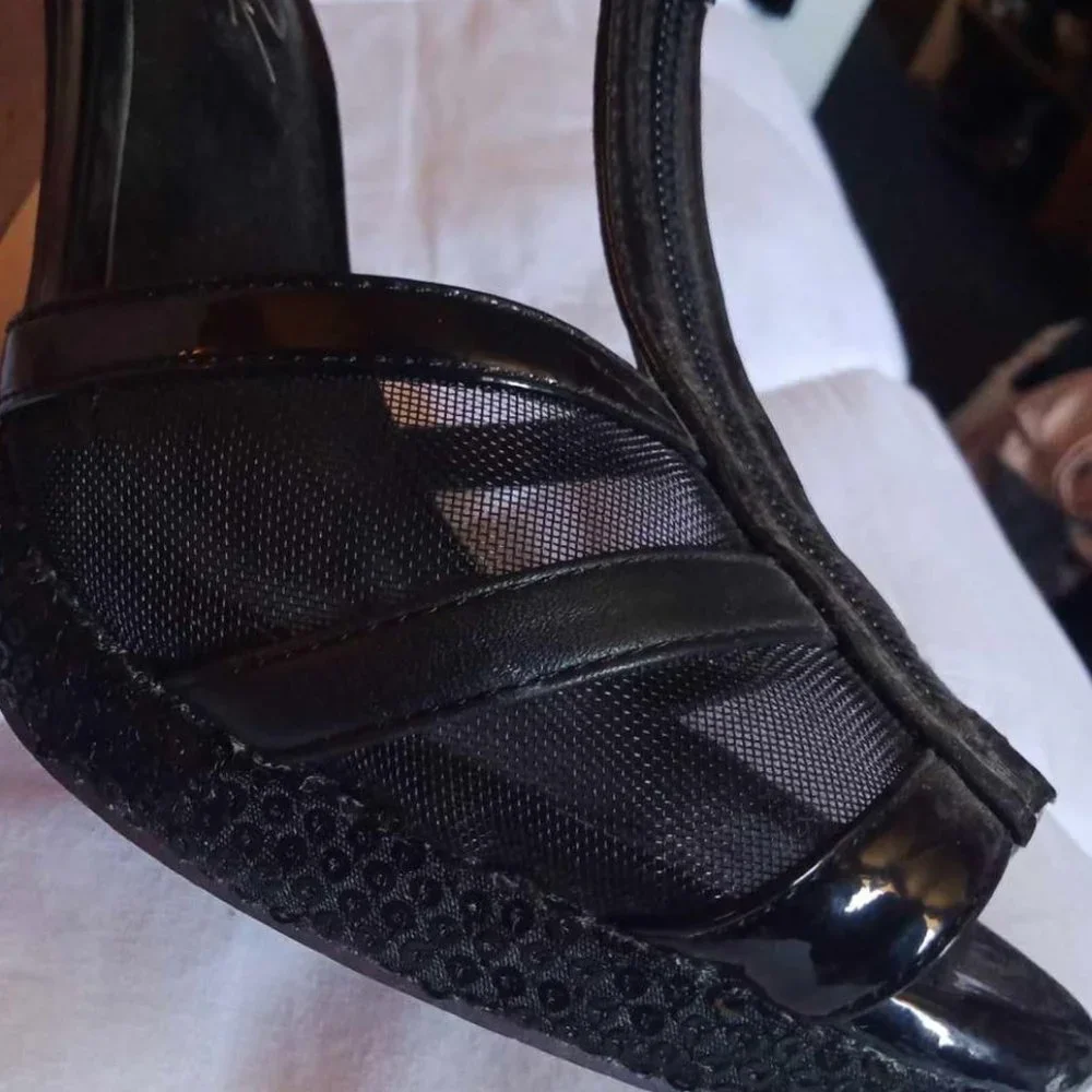 Shoes of Prey Deluxe Custom sequins zipper T-bar sexy black heels - Picture 7 of 7